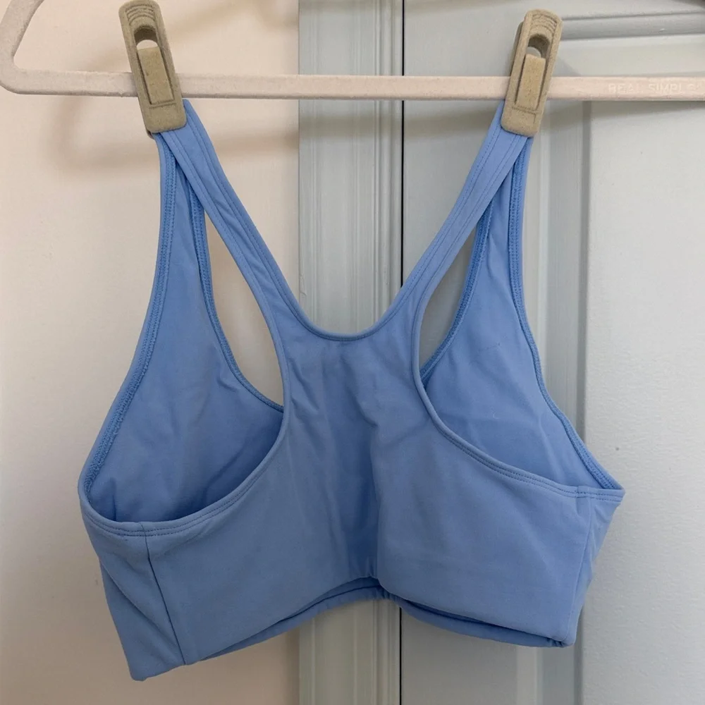 Sporty & Rich Serif Logo Sports Bra - Small - Light Blue - Picture 6 of 7